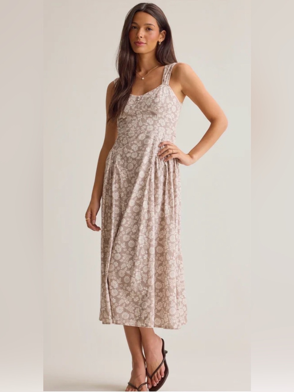Altar’d state Coco Maxi Dress Mocha Brown & Ivory Floral Feminine Wedding NEW